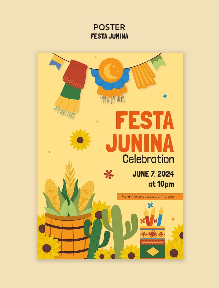 PSD grátis modelo de cartaz de celebração da festa junina