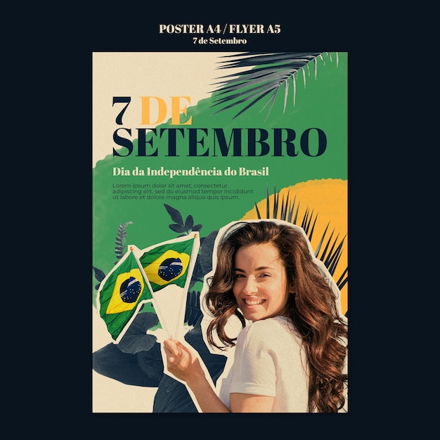 Modelo de cartaz de celebração de 7 de setembro