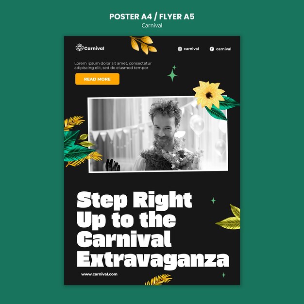 PSD grátis modelo de cartaz de celebração de carnaval