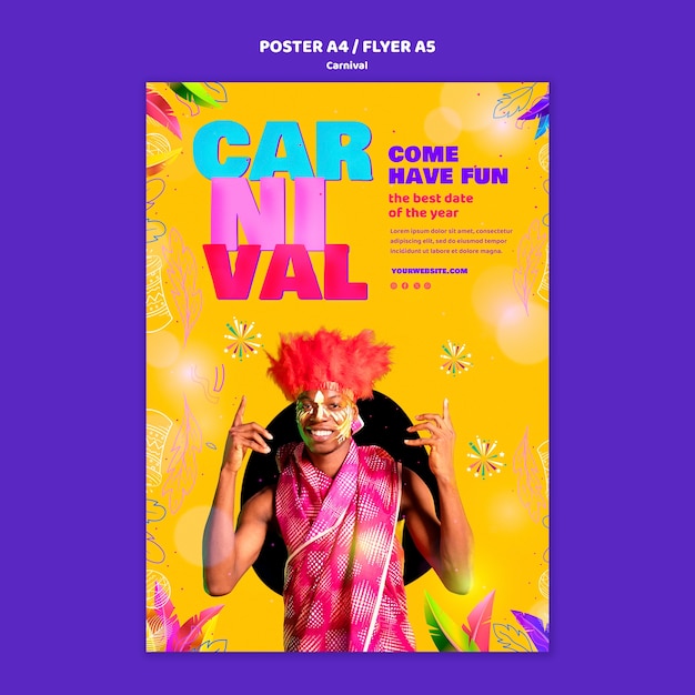 PSD grátis modelo de cartaz de celebração de carnaval