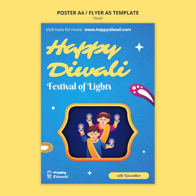 PSD grátis modelo de cartaz de celebração de diwali