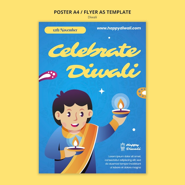 PSD grátis modelo de cartaz de celebração de diwali