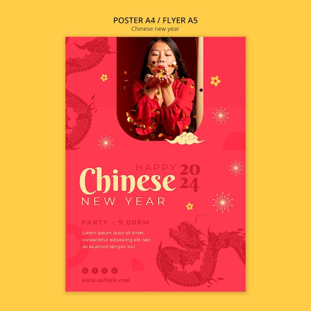 PSD grátis modelo de cartaz de celebração do ano novo chinês