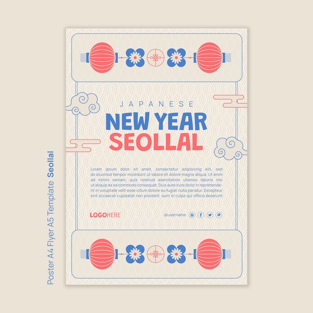 Modelo de cartaz de celebração do ano novo coreano