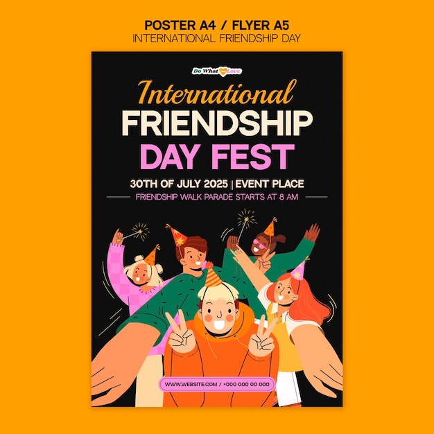 PSD grátis modelo de cartaz de celebração do dia da amizade