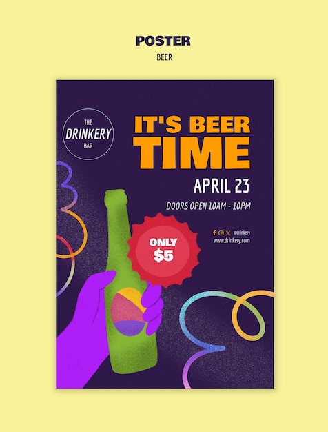 Modelo de cartaz de celebração do dia da cerveja