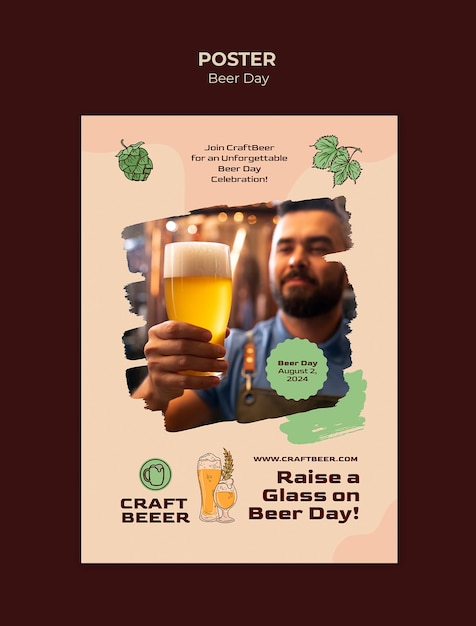 PSD grátis modelo de cartaz de celebração do dia da cerveja