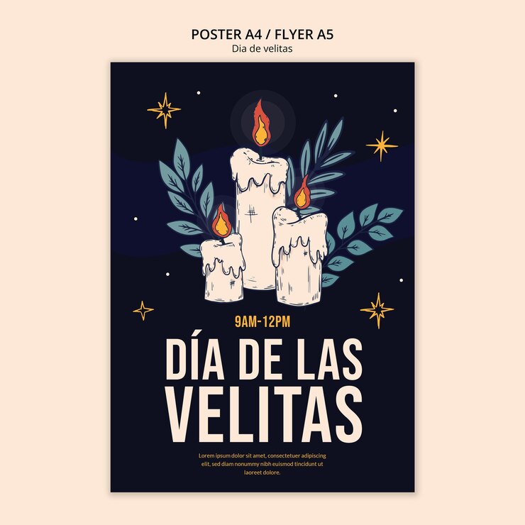 PSD grátis modelo de cartaz de celebração do dia de las velitas