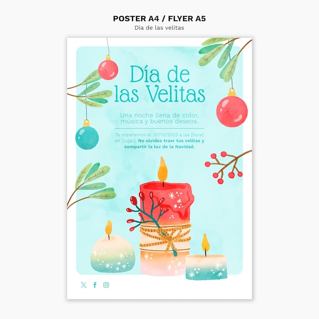 PSD grátis modelo de cartaz de celebração do dia de las velitas