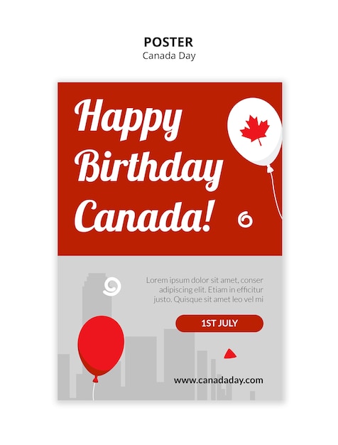 PSD grátis modelo de cartaz de celebração do dia do canadá