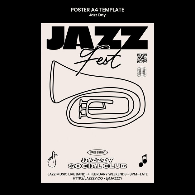 Modelo de cartaz de celebração do dia do jazz.
