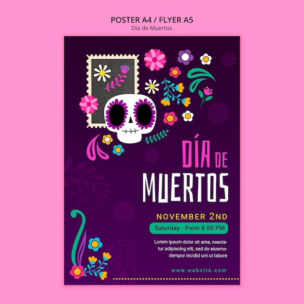 PSD grátis modelo de cartaz de celebração do dia dos mortos