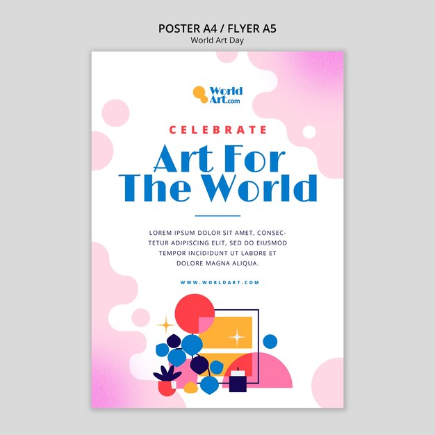 Modelo de cartaz de celebração do dia mundial da arte