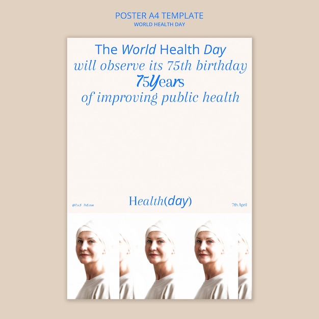 PSD grátis modelo de cartaz de celebração do dia mundial da saúde