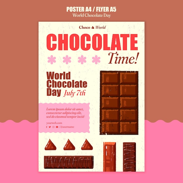 PSD grátis modelo de cartaz de celebração do dia mundial do chocolate