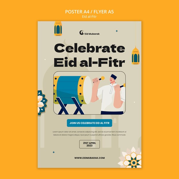 Modelo de cartaz de celebração do Eid al fitr
