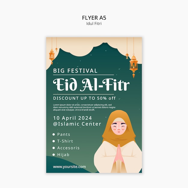 Modelo de cartaz de celebração do Eid al fitr