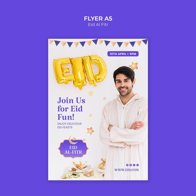 Modelo de cartaz de celebração do Eid al fitr