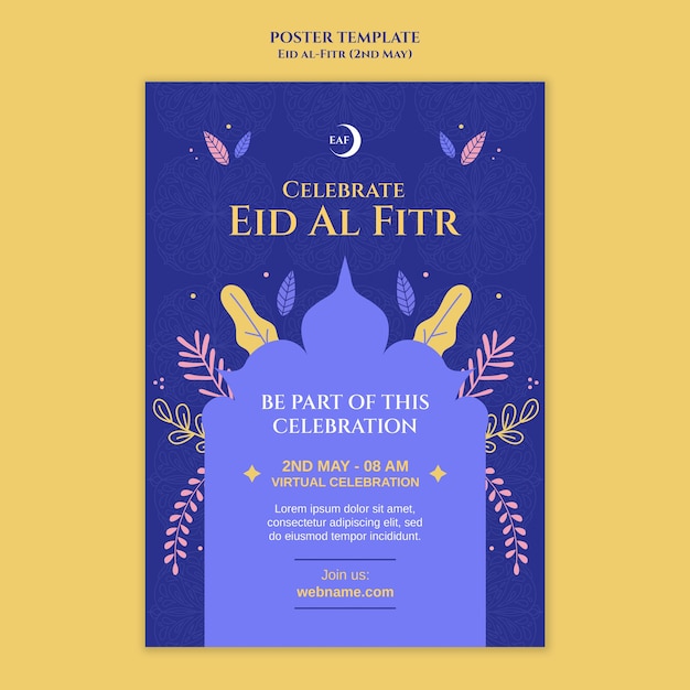Modelo de cartaz de celebração do evento Eid al-Fitr