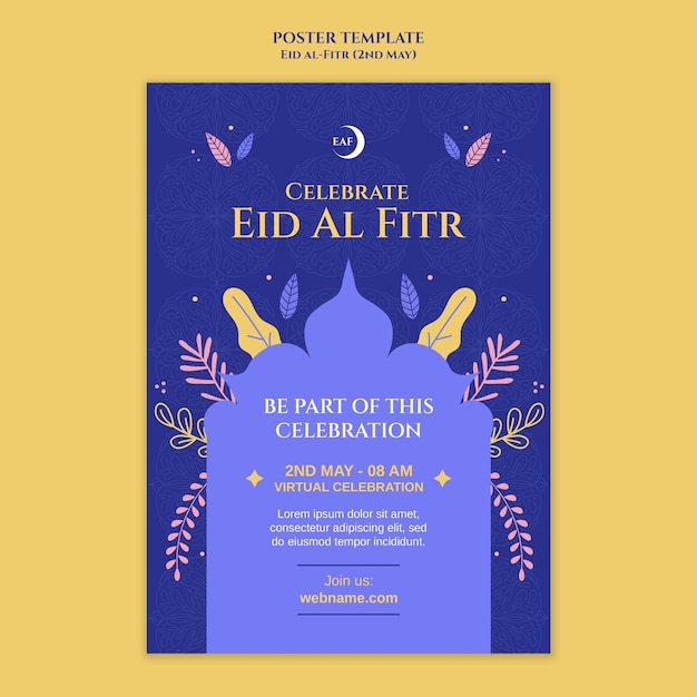 PSD grátis modelo de cartaz de celebração do evento eid al-fitr