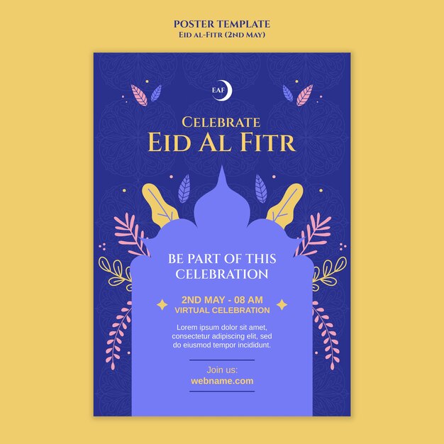 Modelo de cartaz de celebração do evento Eid al-Fitr