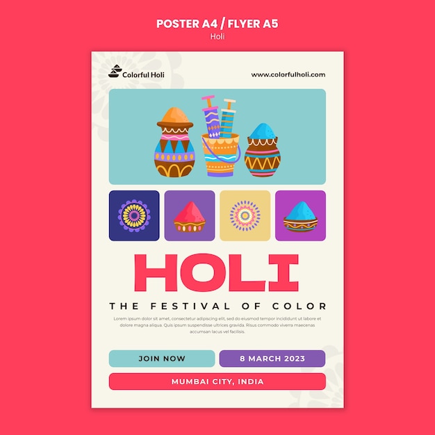 PSD grátis modelo de cartaz de celebração do festival holi