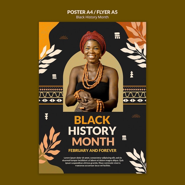 PSD grátis modelo de cartaz de celebração do mês da história negra