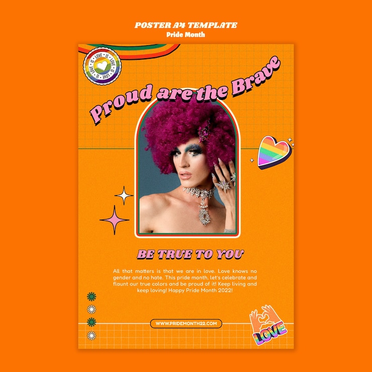 PSD grátis modelo de cartaz de celebração do mês do orgulho com arco-íris