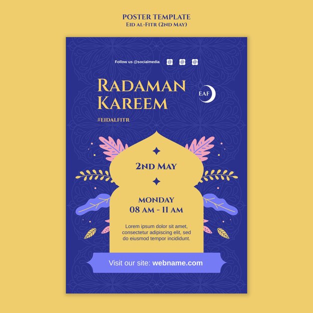 Modelo de cartaz de celebração do Ramadã Kareem