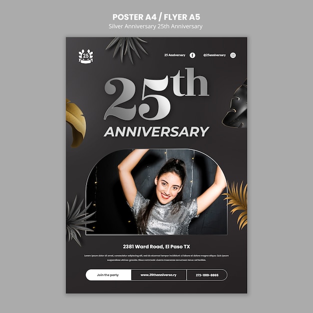 modelo de cartaz de comemoração de 25 anos