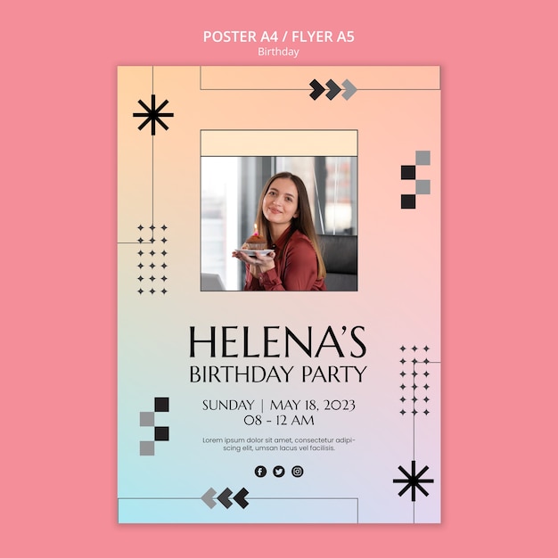 Modelo de cartaz de comemoração de aniversário