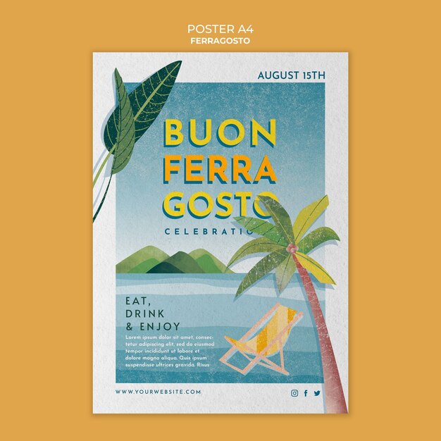 Modelo de cartaz de comemoração de Ferragosto