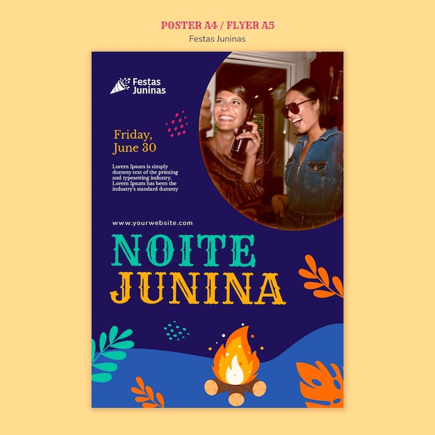 PSD grátis modelo de cartaz de comemoração de festas juninas