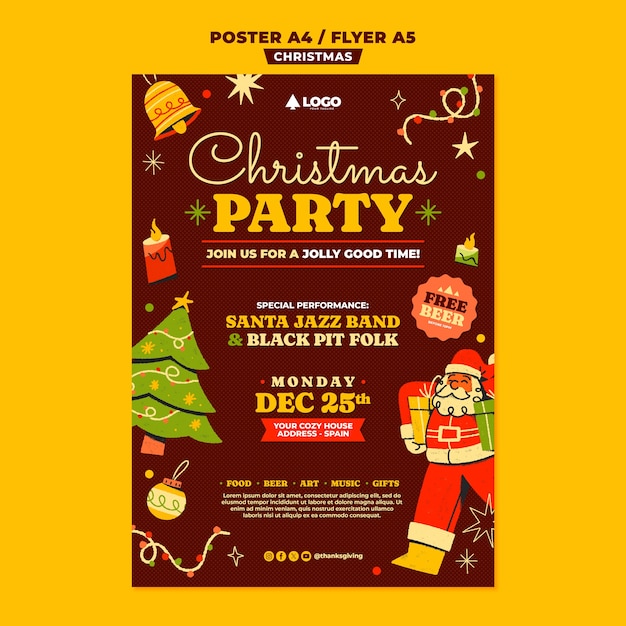 PSD grátis modelo de cartaz de comemoração de natal