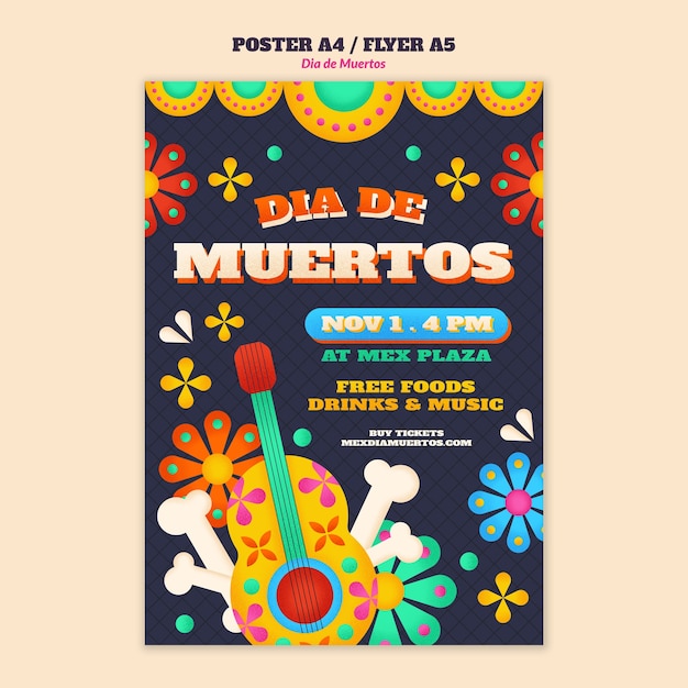 PSD grátis modelo de cartaz de comemoração do dia de muertos