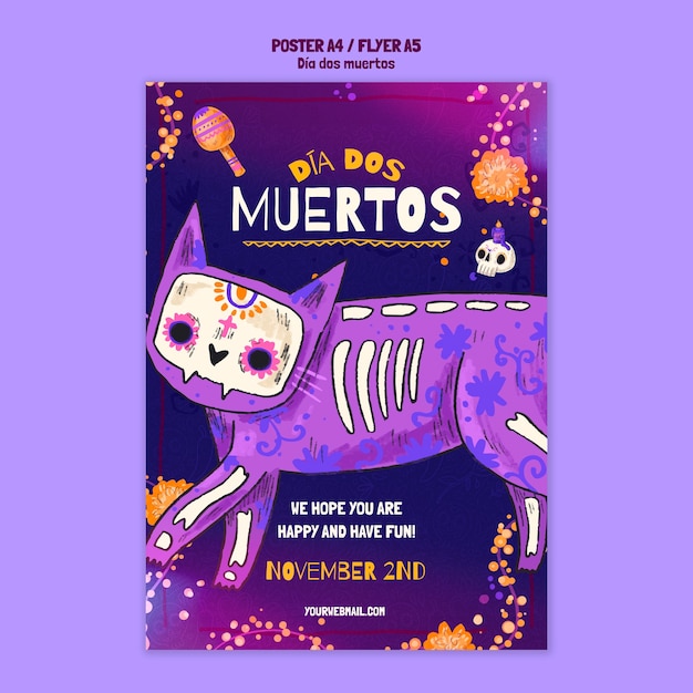 Modelo de cartaz de comemoração do dia de muertos