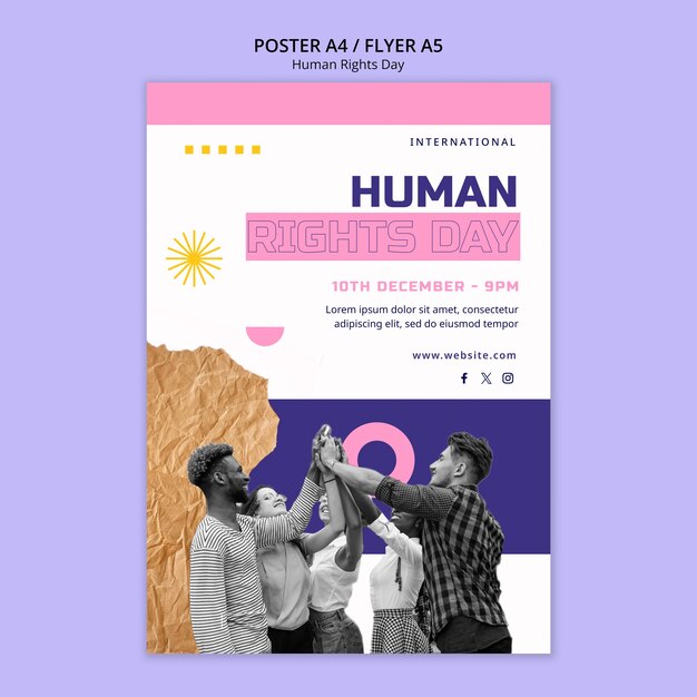 Modelo de cartaz de comemoração do dia dos direitos humanos