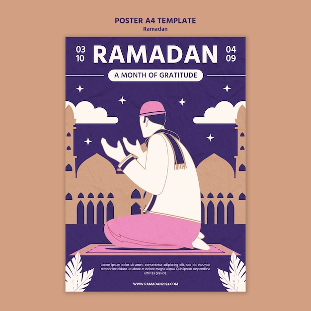 PSD grátis modelo de cartaz de comemoração do ramadã