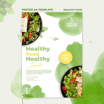 Modelo de cartaz de conceito de comida saudável