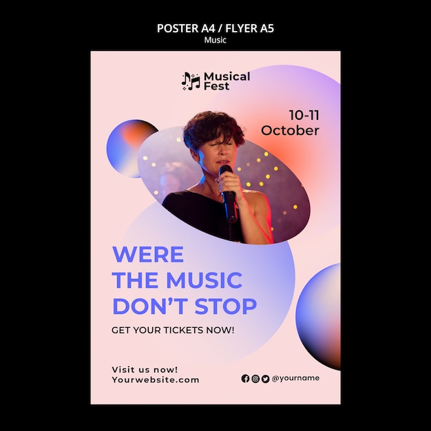 Modelo de cartaz de concerto de música dinâmica