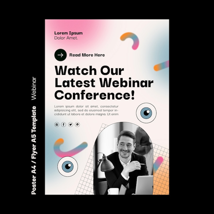 PSD grátis modelo de cartaz de conferência webinar