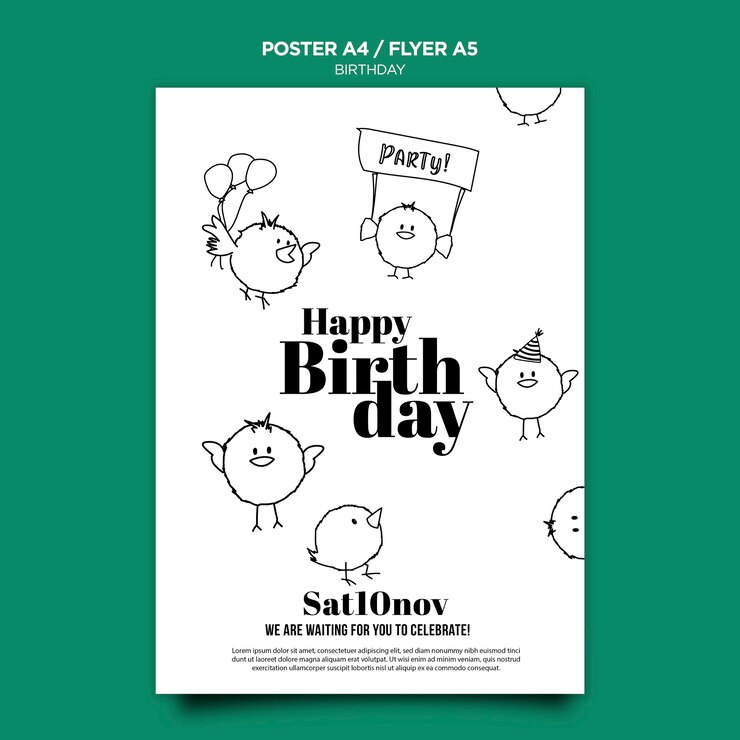 PSD grátis modelo de cartaz de convite de aniversário
