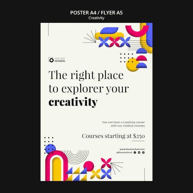 Modelo de cartaz de criatividade de design plano