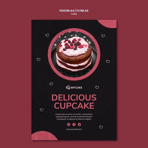Modelo de cartaz de cupcakes deliciosos