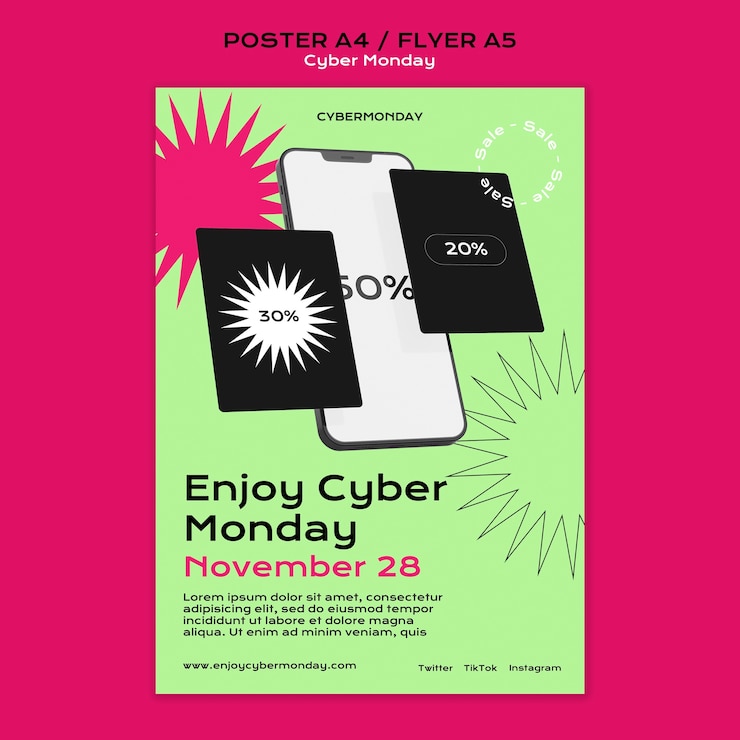 PSD grátis modelo de cartaz de desconto cyber segunda-feira