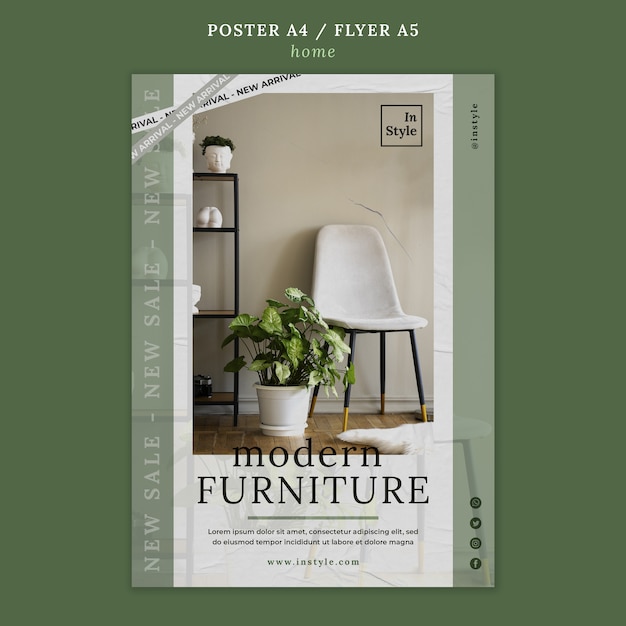Modelo de cartaz de design de interiores para casa
