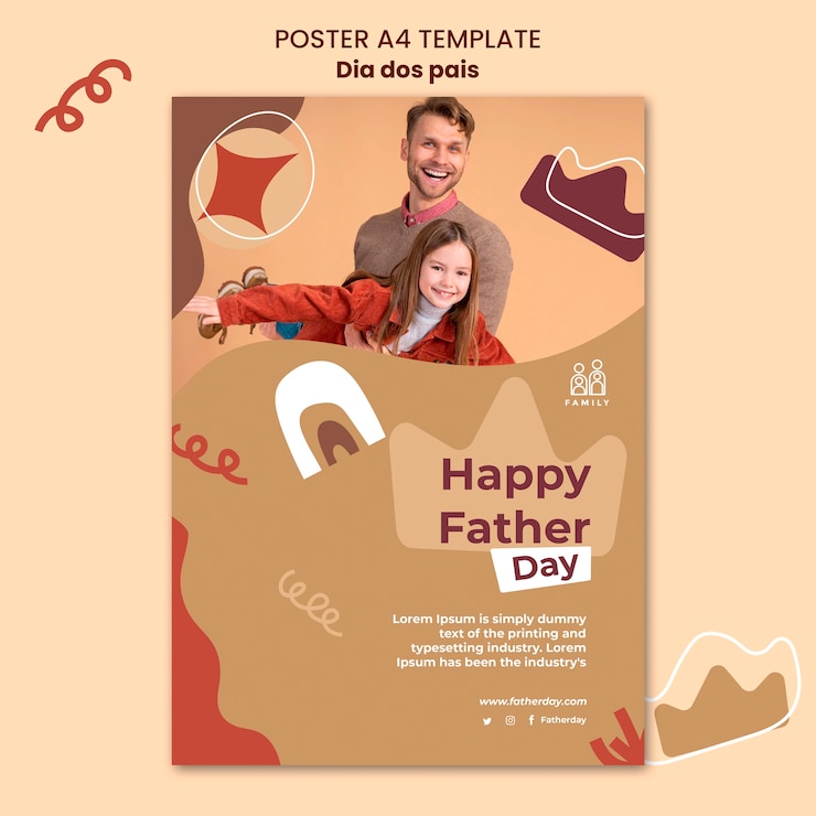 PSD grátis modelo de cartaz de design plano dia dos pais