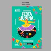 PSD grátis modelo de cartaz de design plano festas juninas