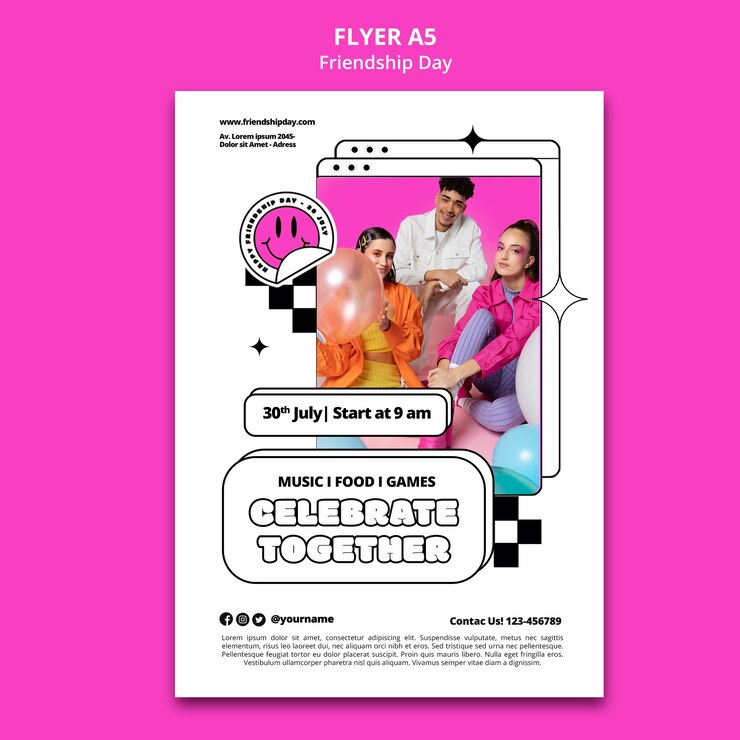 PSD grátis modelo de cartaz de dia de amizade de design plano