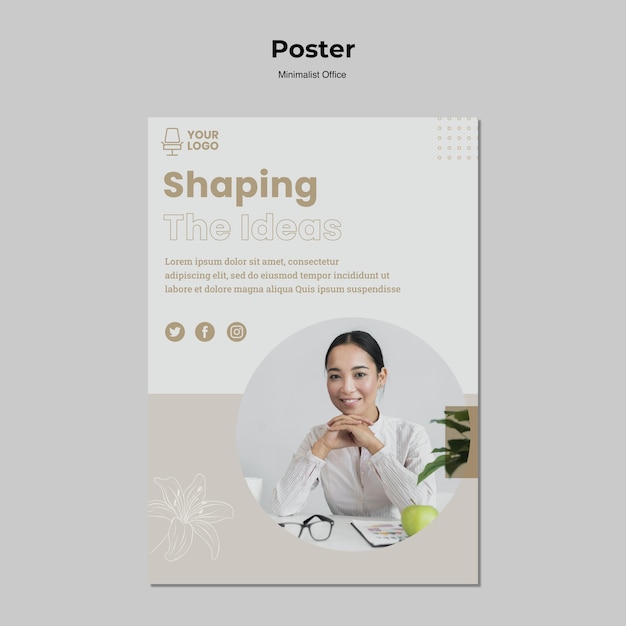Modelo de cartaz de escritório minimalista